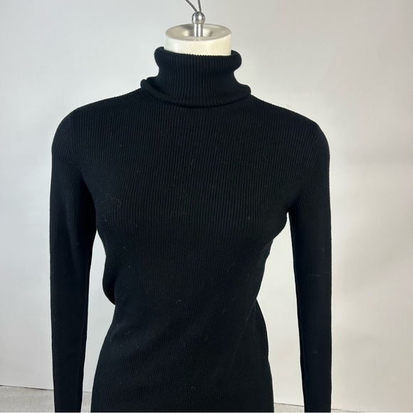 Missguided Black Turtleneck Midi Stretch Sweater Dress Size 12 L - Picture 2 of 7